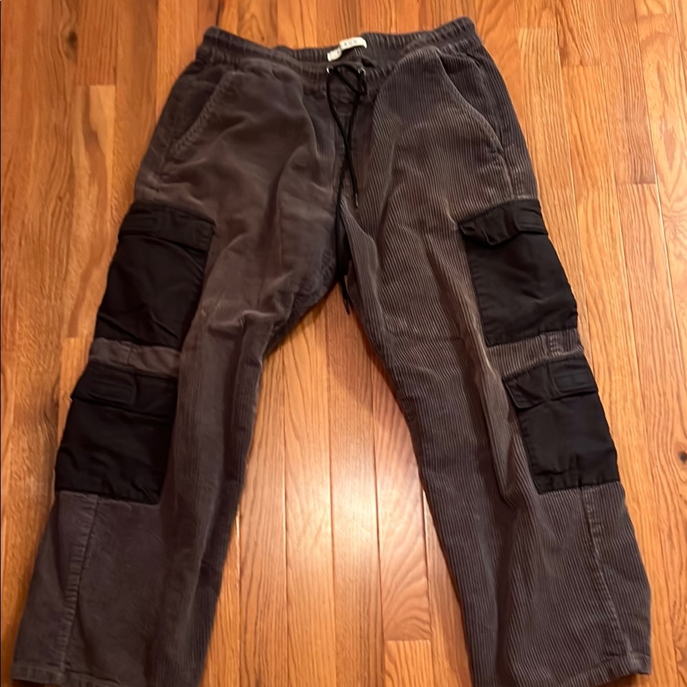 PacSun Black and Gray Cargo Pants with Reinforced Design